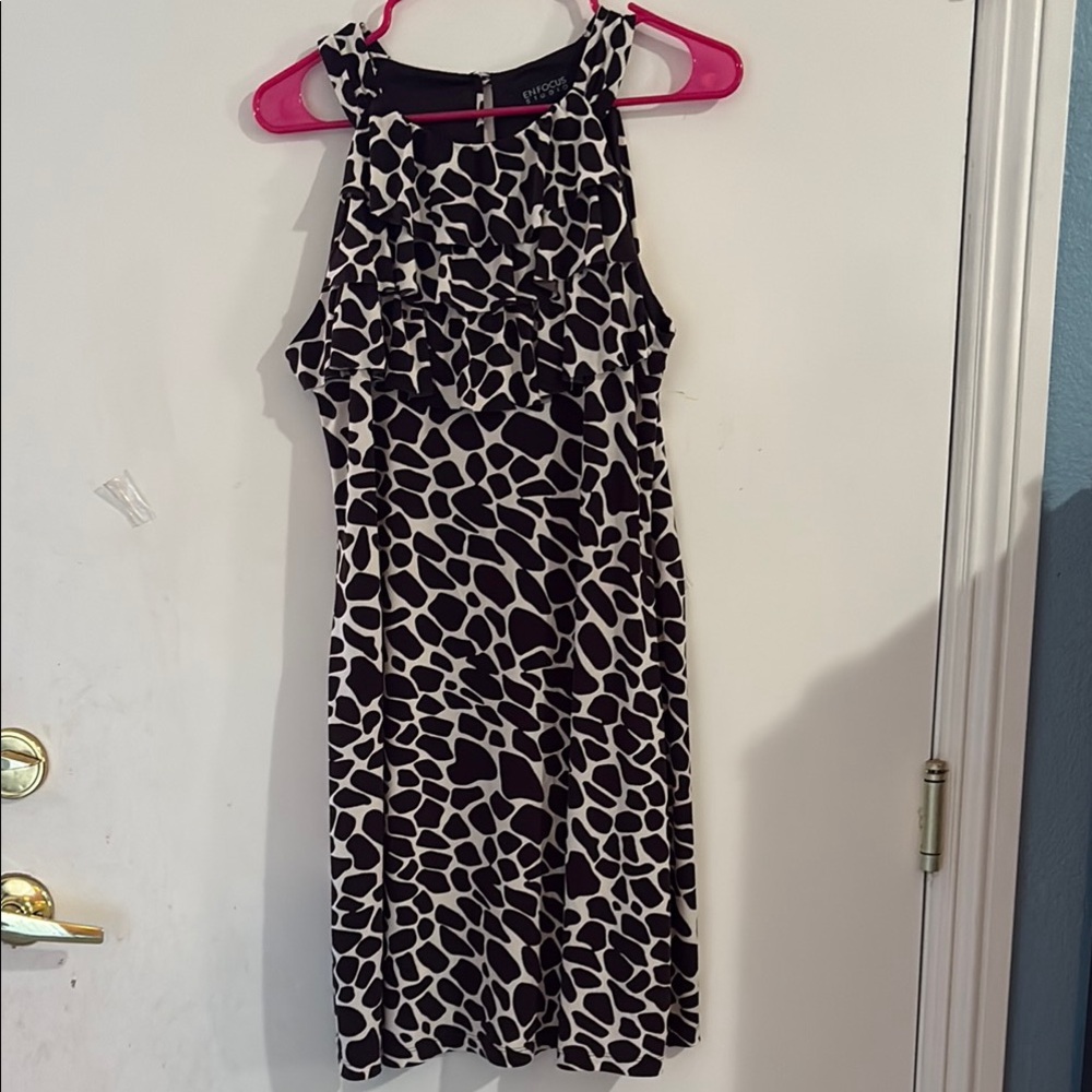 Enfocus Studio Black and White Halter Sheath Dress
